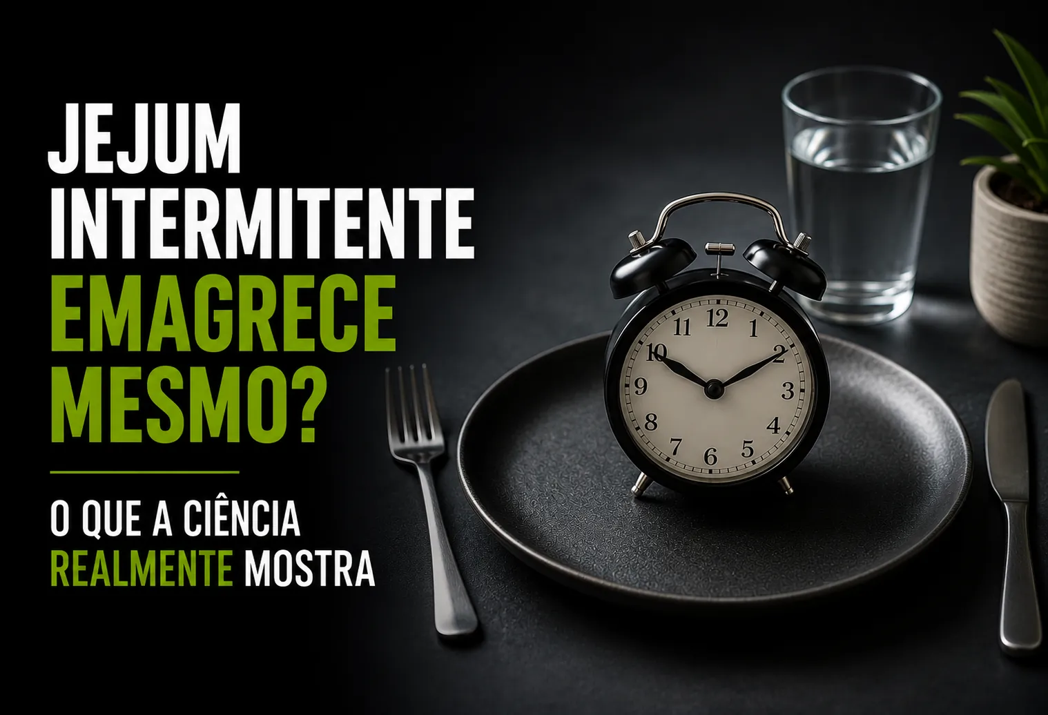 Relógio de parede ao lado de um prato com comida saudável sobre a mesa da cozinha