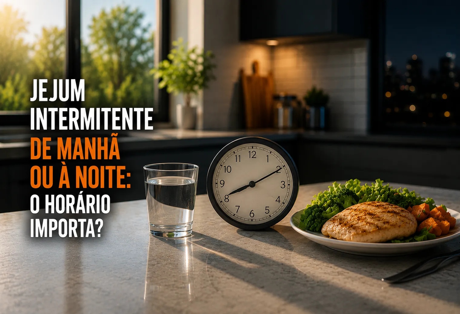 Mulher colocando uma refeição sobre a mesa ao amanhecer