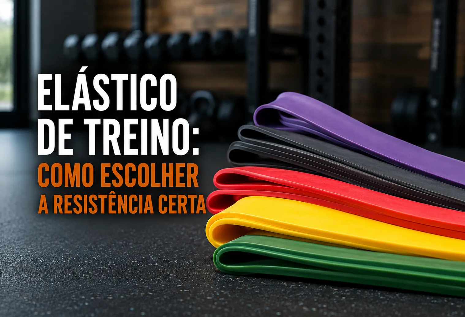 Mulher comparando três elásticos de treino com resistências diferentes