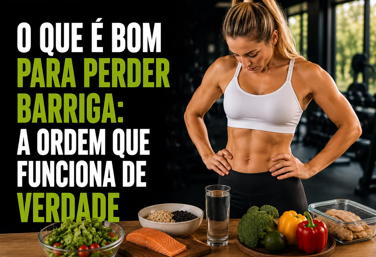 Fita métrica sobre uma bancada de cozinha ao lado de um prato com arroz, feijão, ovo e salada