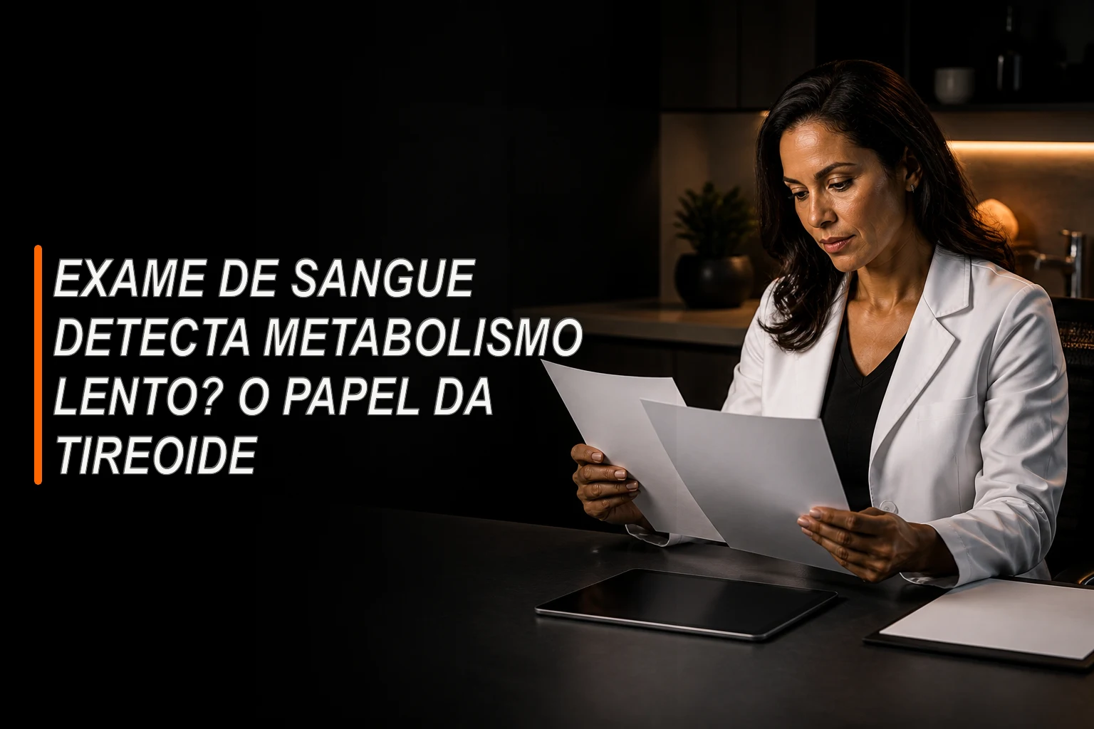 Profissional de saúde analisando exames relacionados à tireoide e ao metabolismo