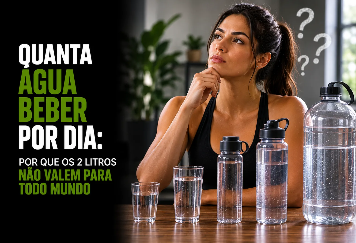Copo de água ao lado de um prato de arroz, feijão e salada sobre a mesa