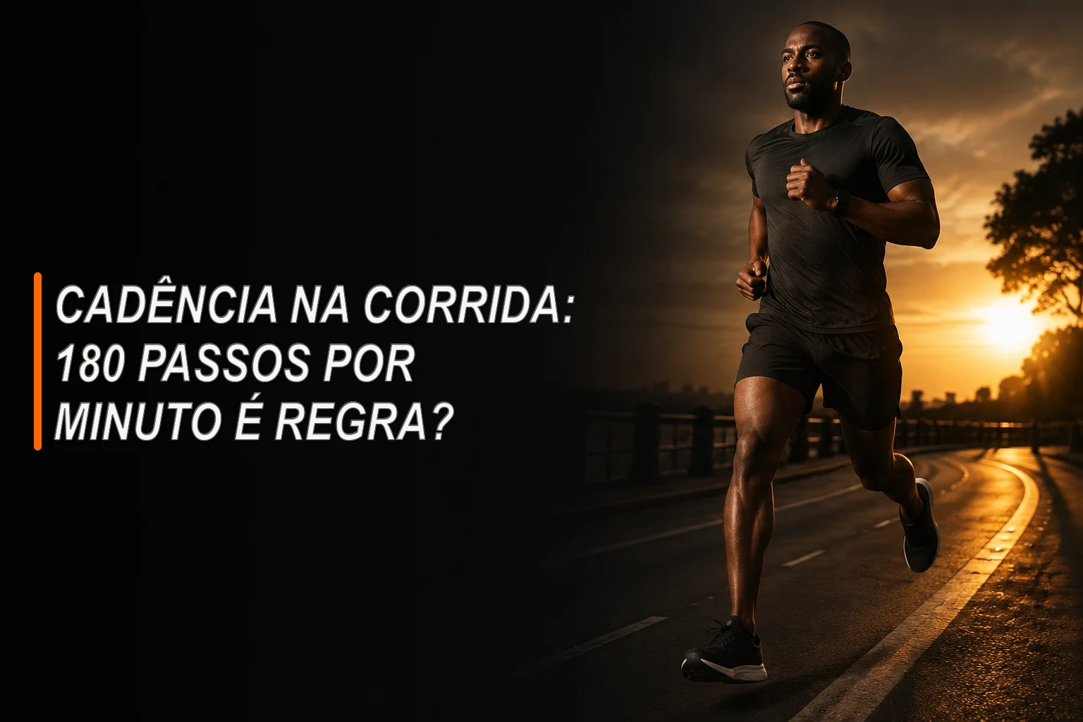 Corredor em pista urbana ao amanhecer durante uma passada