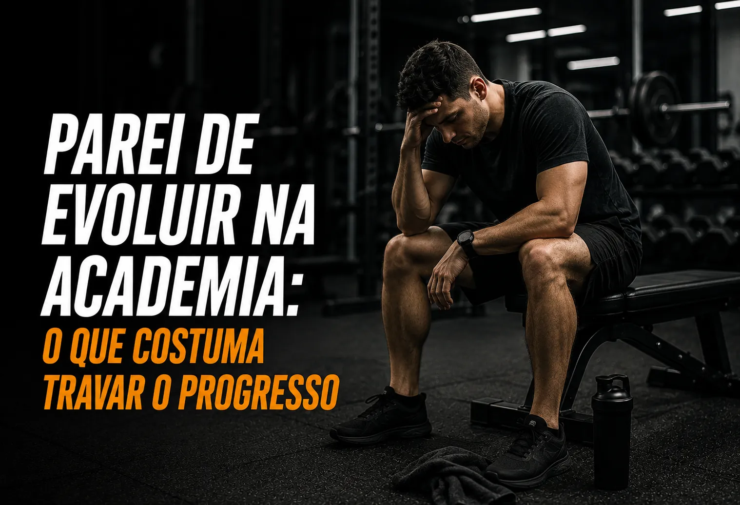 Pessoa anotando as cargas do treino em um caderno ao lado de halteres numa academia