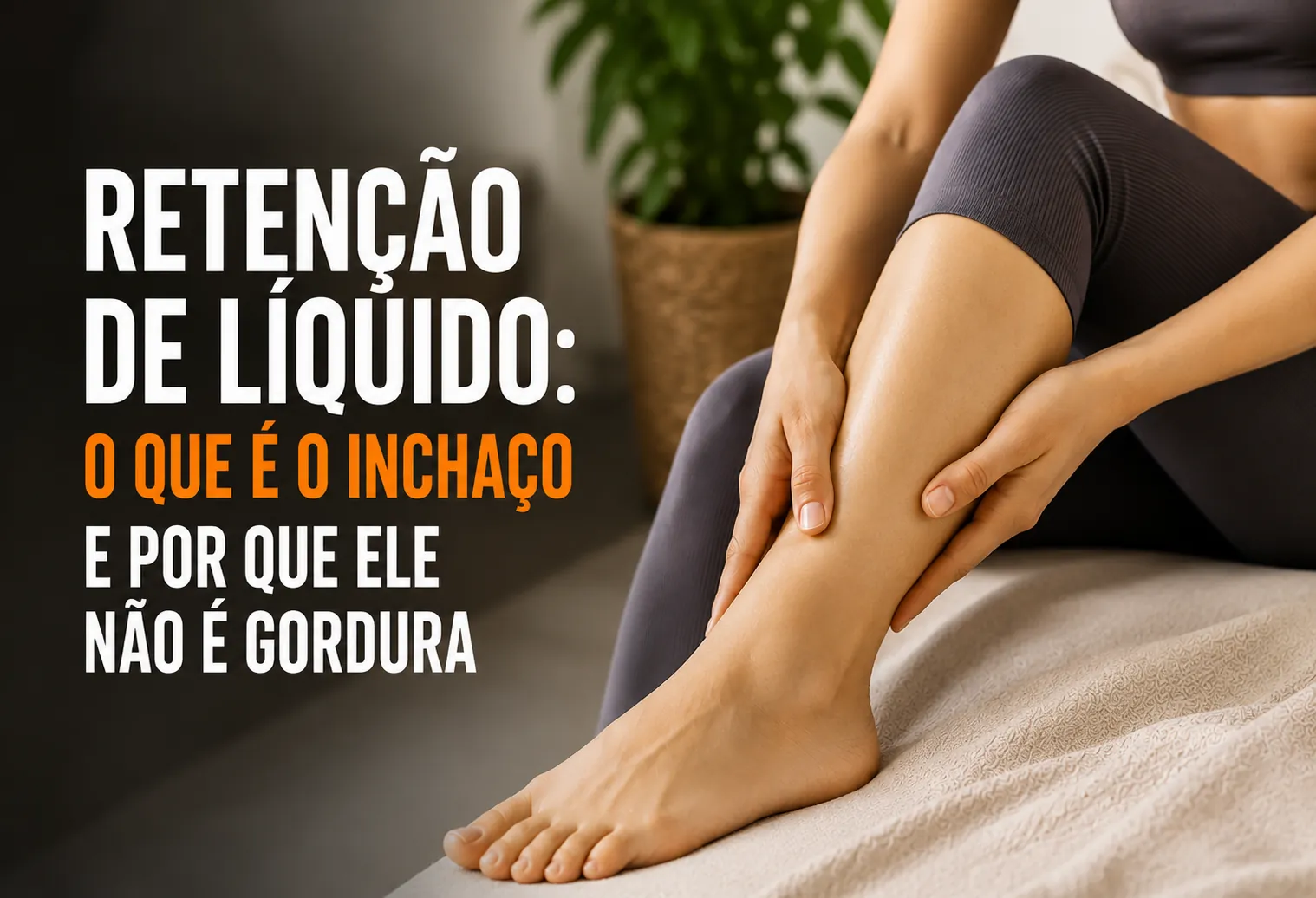 Tornozelo e pé levemente inchados marcados pela alça da sandália no fim do dia