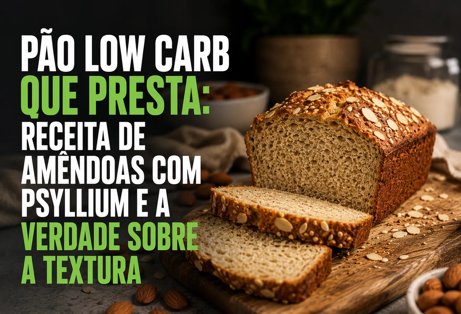 Pão low carb que presta: receita de amêndoas com psyllium e a verdade sobre a textura