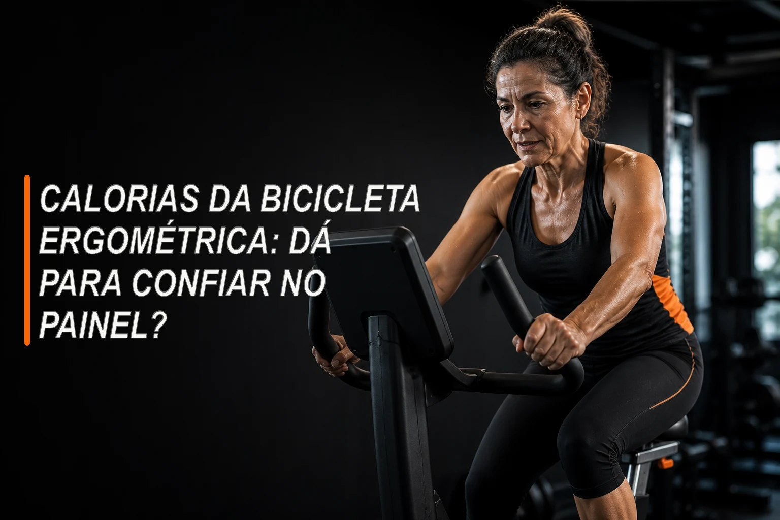 Mulher pedalando em uma bicicleta ergométrica