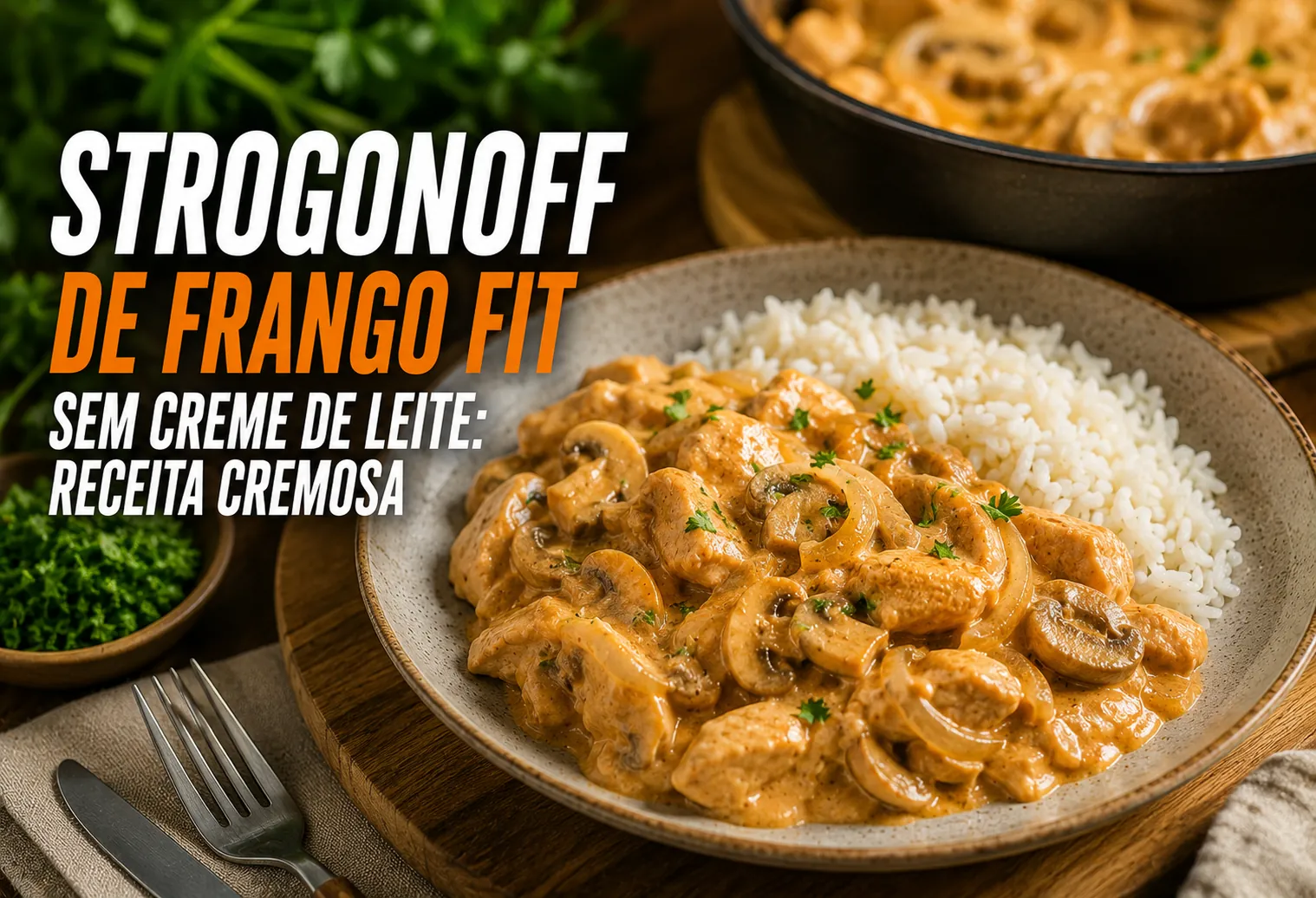 Strogonoff de frango fit sem creme de leite: receita cremosa
